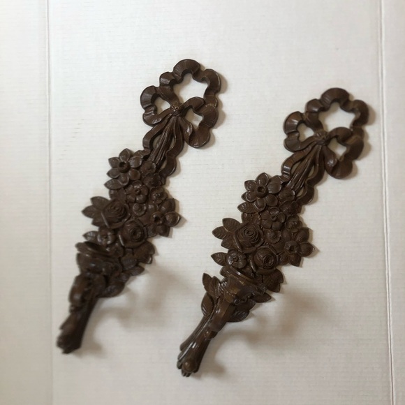 Vtg Syroco Floral Wall Sconces - Picture 5 of 16
